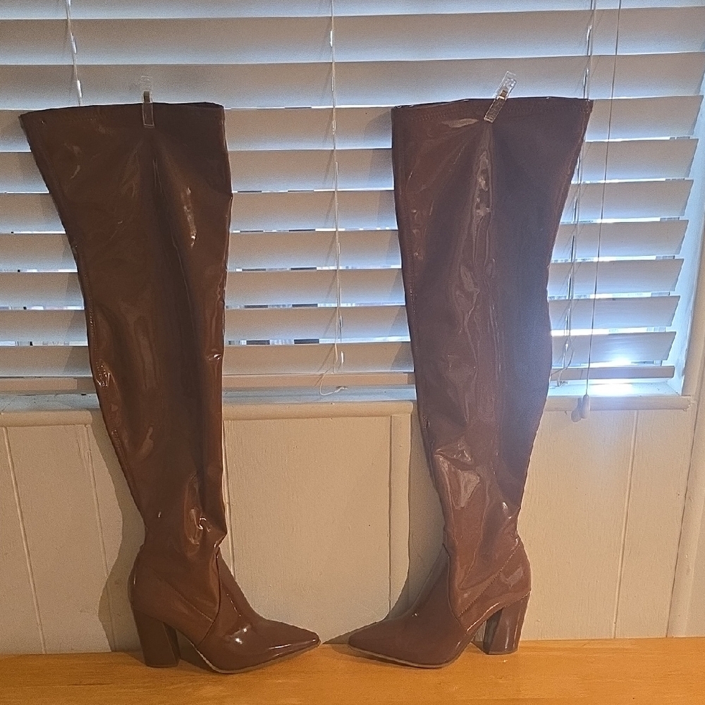 Jennifer Lopez Brown Over-the-Knee Boots